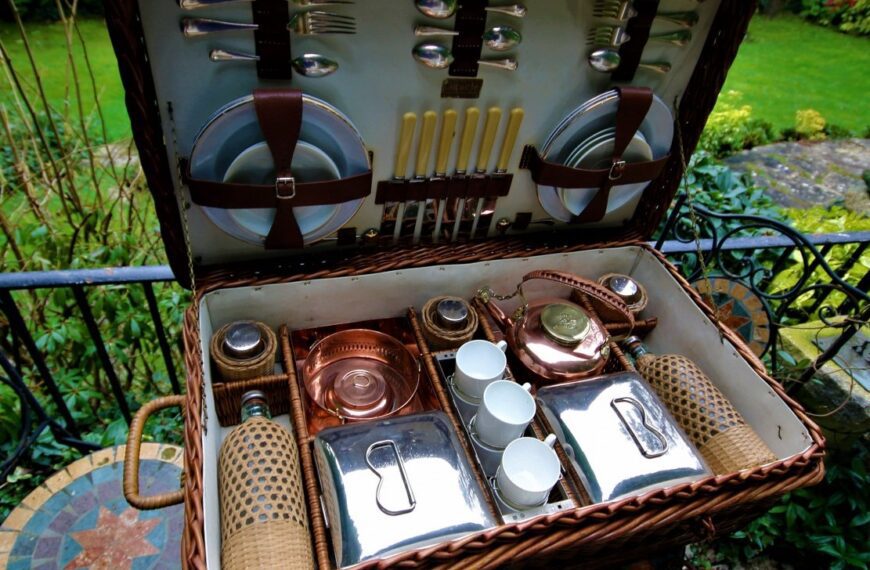 1920’s wicker cased picnic set